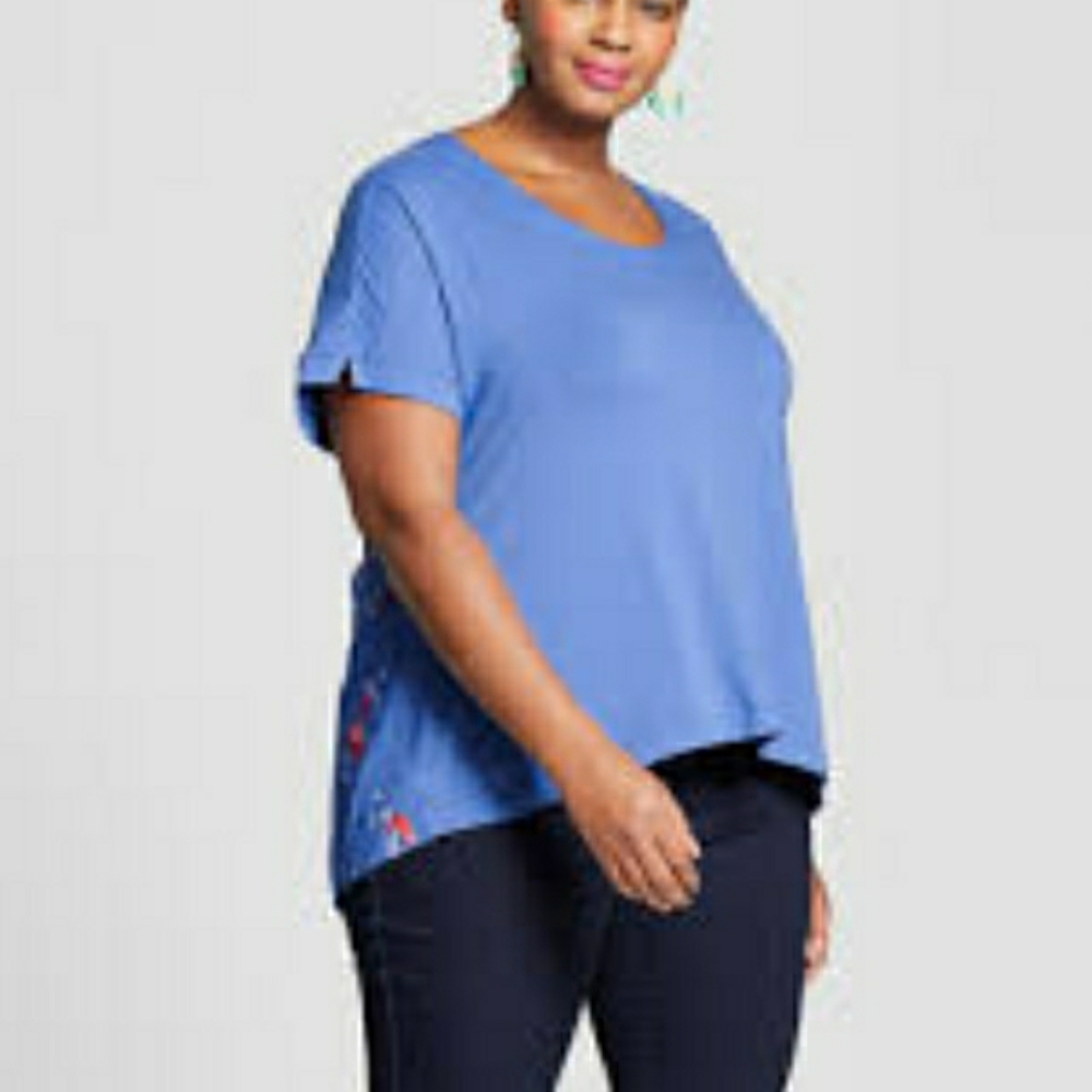AVA & VIV MIXED SHORT SLEEVE SWING PLUS SHIRT